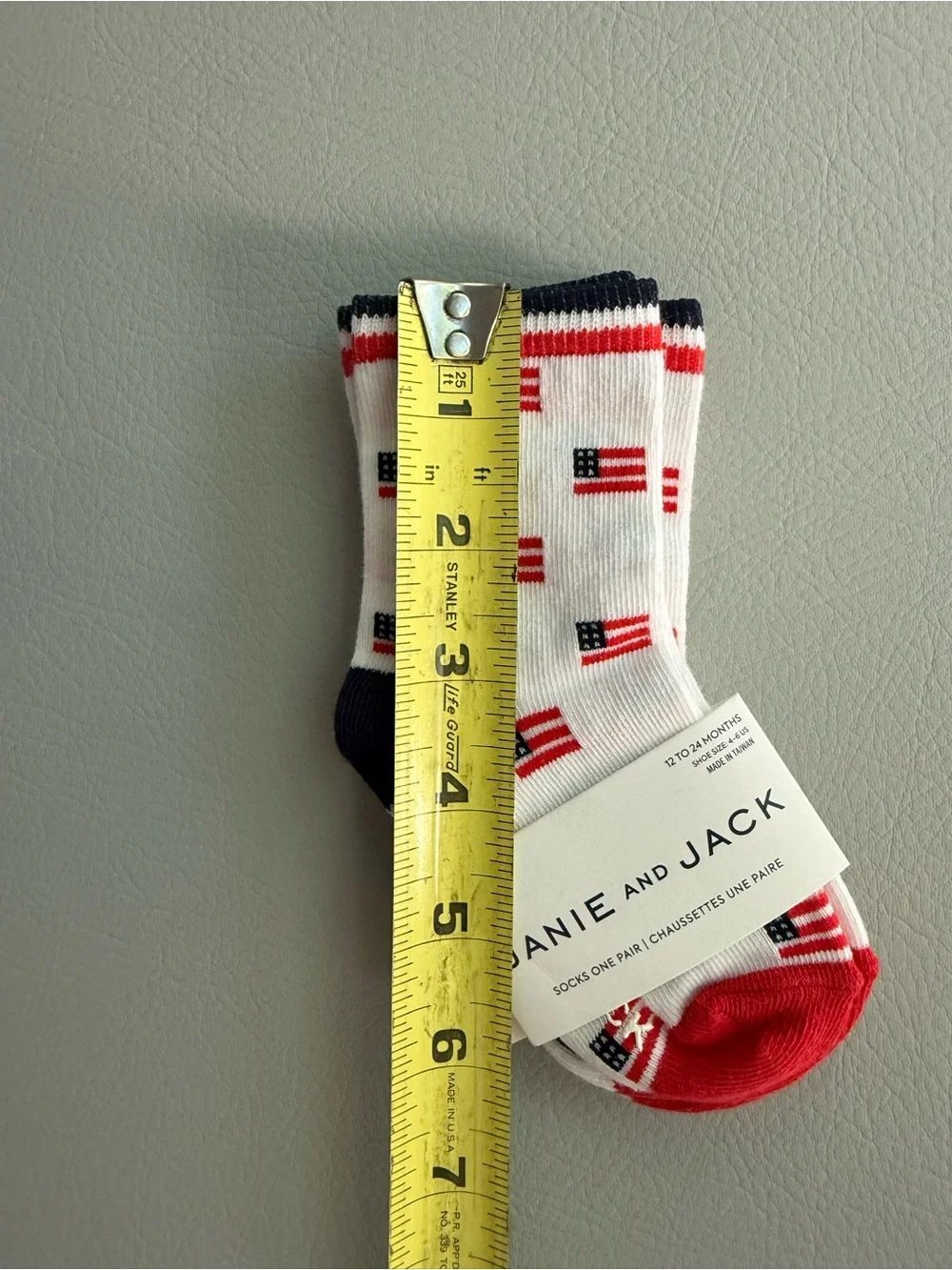 Janie and Jack American Flag Fourth of July Baby Socks 12-24M - 2 PAIRS - NEW